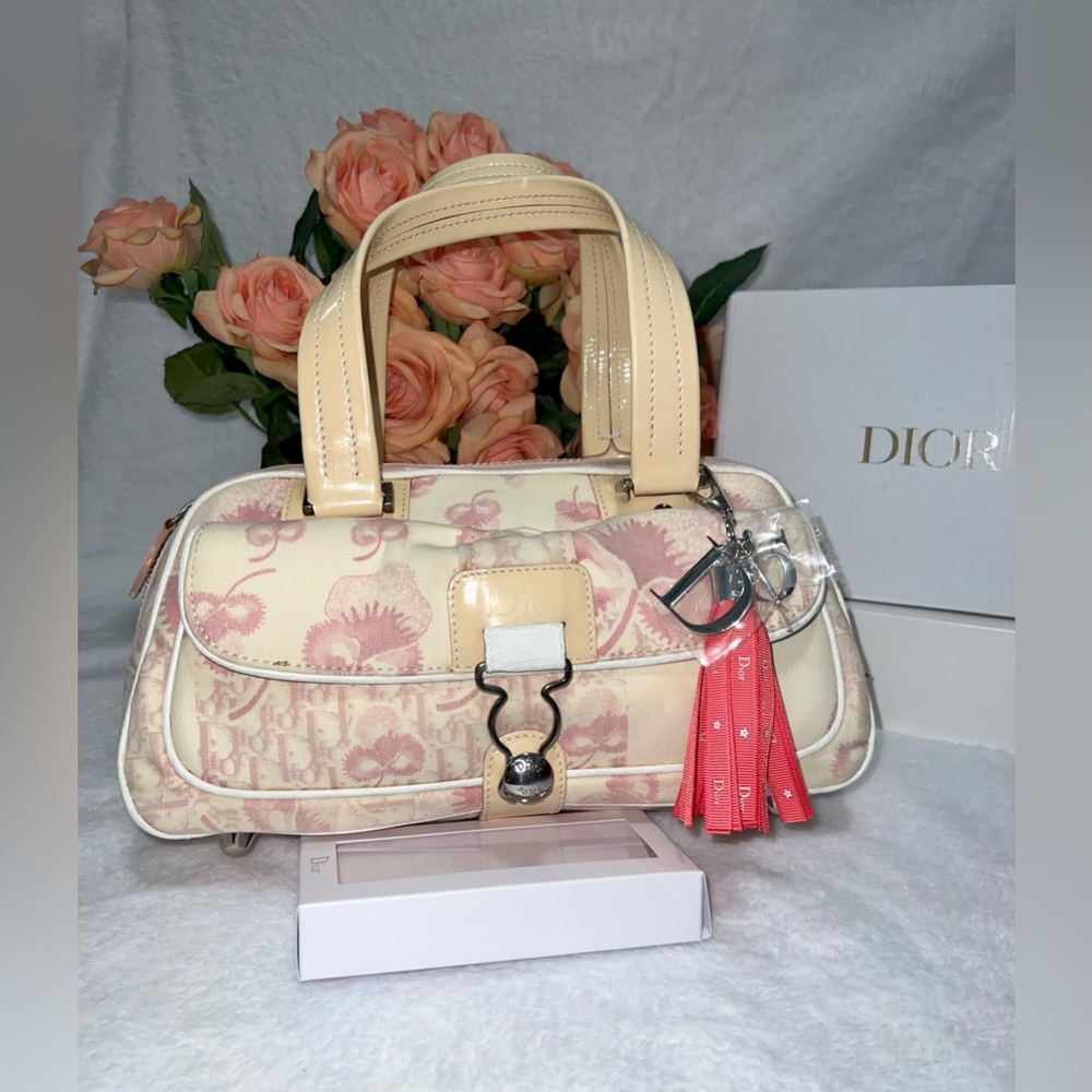 💯Authentic CHRISTIAN DIOR Top Handle Bag Floral Vintage